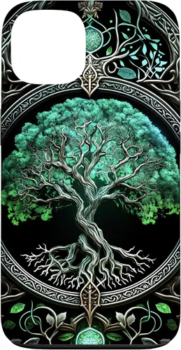 Miniatura 7 de Funda para iPhone 11 Pro Max Tree Of Life Yoga espiritual celta vikinga, verde y negro