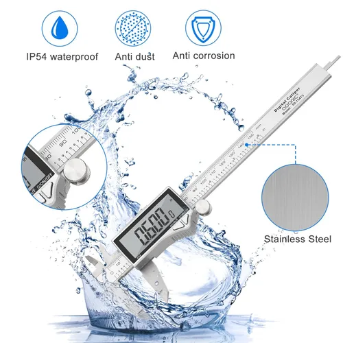 Miniatura 7 de Calibrador Digital Adoric, Herramienta de Medición Calibrador de Acero Inoxidable Calibrador Vernier Digital Micrómetro con Pantalla LCD Grande
