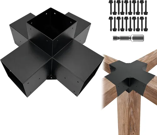 Miniatura 13 de Kits de soporte para pérgola DIY, soportes de esquina en forma de L de 2 vías para madera de 6 x 6 pulgadas (real: 5.5 x 5.5 pulgadas) para pérgola