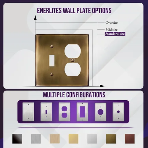 Miniatura 6 de ENERLITES Placa de pared de metal para combinación de interruptor de palanca y receptáculo dúplex, cubierta de salida de acero inoxidable 201