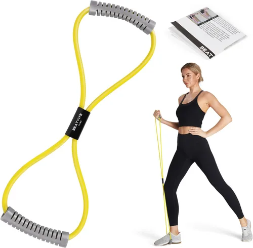 Miniatura 10 de Banda de resistencia Figura 8 Cordón de ejercicio, bandas de resistencia de fitness con asas, banda de tubo de ejercicio para estiramiento de brazos