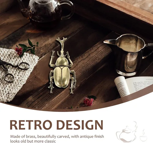 Miniatura 2 de IMIKEYA Escarabajo modelo Escarabajo Té para mascotas Vintage Té Artesanía de mascotas Estatua de la vendimia Escultura de animales pequeños
