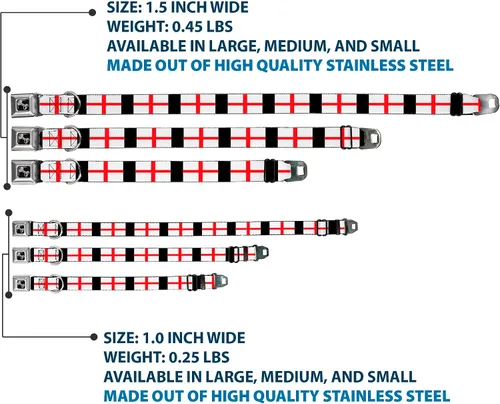 Miniatura 3 de Collar de perro hebilla de cinturón de seguridad banderas de Inglaterra 9 a 15 pulgadas 1.0 pulgadas de ancho