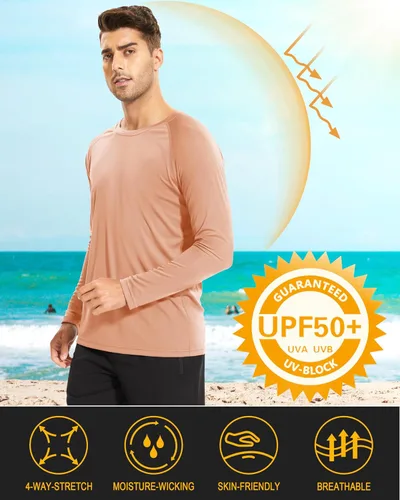 Miniatura 66 de MAGCOMSEN Camisas de manga larga para hombre, protección solar UPF 50+, camisetas atléticas para senderismo, correr, entrenamiento, protección