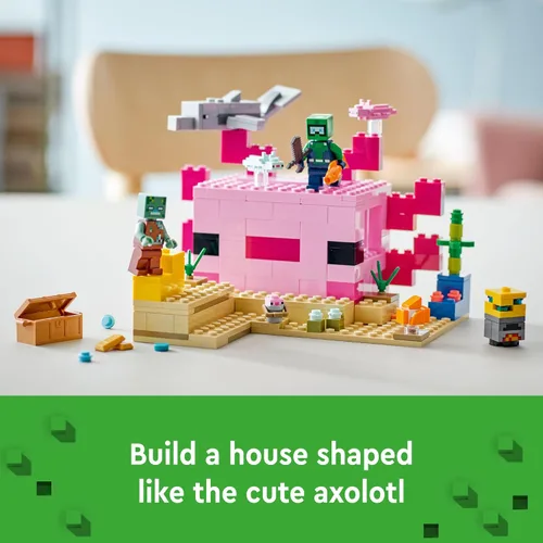 Miniatura 3 de LEGO Minecraft The Axolotl House 21247 - Juego de juguetes de construcción, aventuras creativas en una colorida base submarina, incluye un