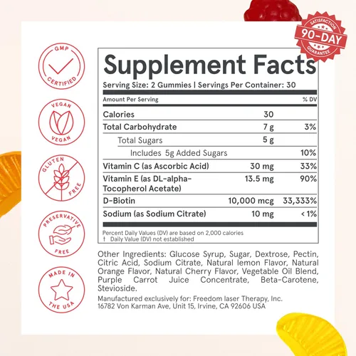 Miniatura 5 de iRestore Vitaminas para el cabello, gomitas veganas de biotina para la piel del cabello y las uñas, gomitas para el cabello, gomitas de biotina