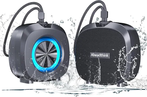 Altavoz Bluetooth, inalámbrico portátil, altavoz impermeable IPX5, Bluetooth 5, luces de color RGB, sonido estéreo fuerte, bajo, emparejamiento TWS,