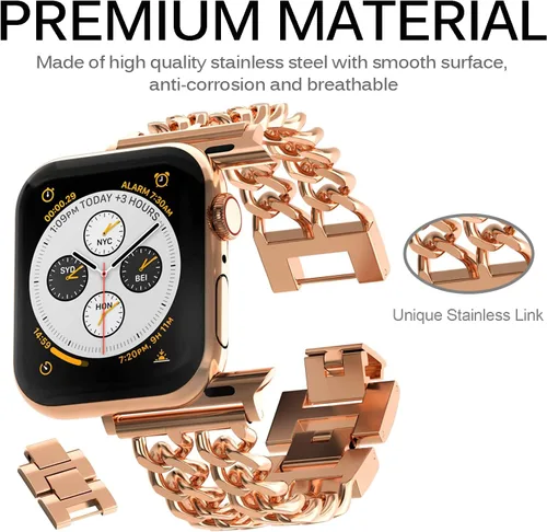 Miniatura 2 de Miimall Correa de repuesto delgada compatible con Apple Watch Band de 1.496 in 1.575 in 1.614 in 1.654 in 1.732 in 1.772 in 1.929 in, correa