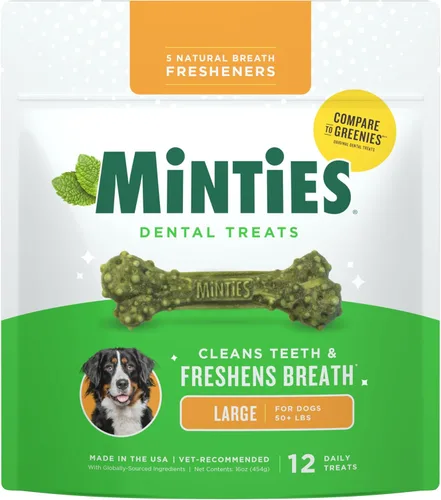 Miniatura 13 de Minties Golosinas dentales en hueso para perros, Golosinas dentales pequeñas para perros, 5-25 libras, Limpian dientes, Combaten el mal aliento