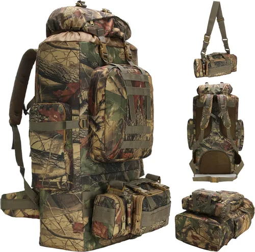 Miniatura 20 de Mochila de senderismo para acampar de 100L, mochila táctica militar Molle, mochila de senderismo ligera impermeable, Grande Citycamo