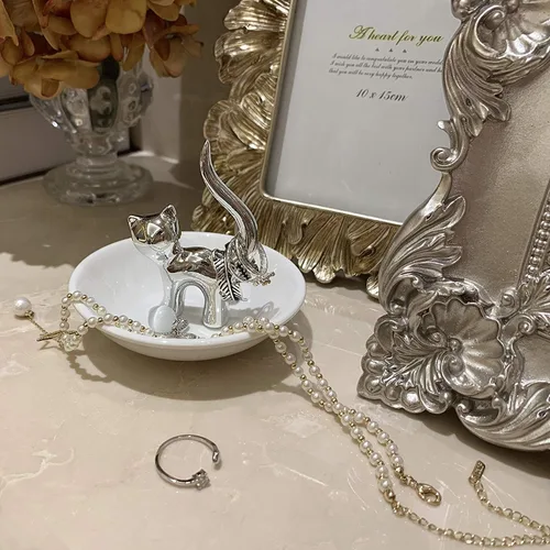 Miniatura 5 de Lependor Soporte para anillos de animales lindos, anillos, pulseras, aretes, bandeja de baratijas para mujeres y niñas, regalo de cumpleaños, gato