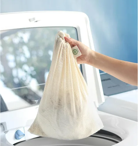 Miniatura 4 de Bolsas de lavandería de malla de algodón para ropa delicada, Beige