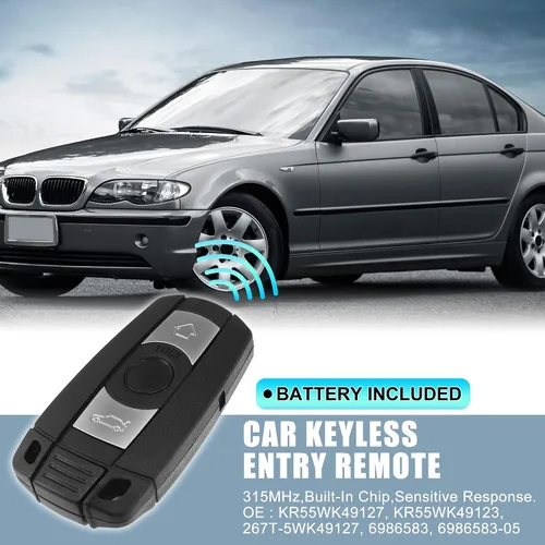 Miniatura 2 de X AUTOHAUX 2 piezas 315MHz KR55WK49127 Repuesto de llave inteligente de proximidad sin llave, mando a distancia, llave de coche para BMW 1 3 5 6
