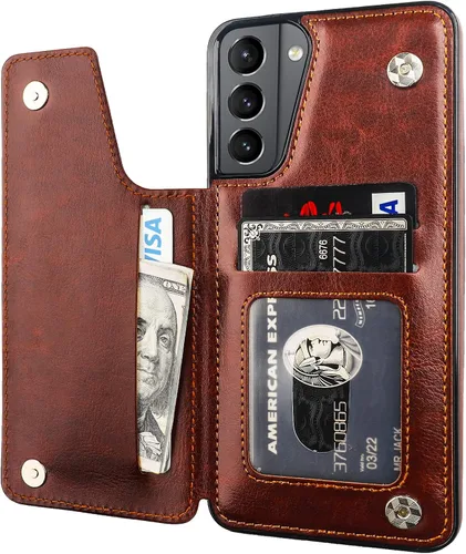 Miniatura 11 de ONETOP - Funda tipo cartera compatible con Samsung Galaxy S21 con soporte para tarjetas, funda de piel sintética con ranuras para tarjetas, doble