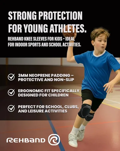 Miniatura 2 de Rehband Rodilleras para niños, 1 par, protectores de rodilla para voleibol, cómodas y de alta protección, rodilleras infantiles para deportes