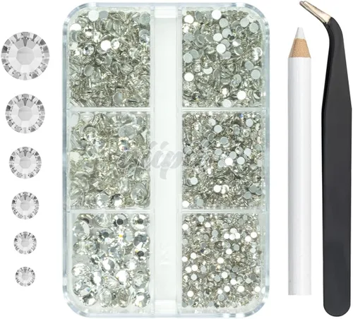 Miniatura 9 de Juego de 4010 diamantes de imitación dorados champán para arte de uñas, diamantes de imitación de parte trasera plana, dijes dorados para uñas, 6