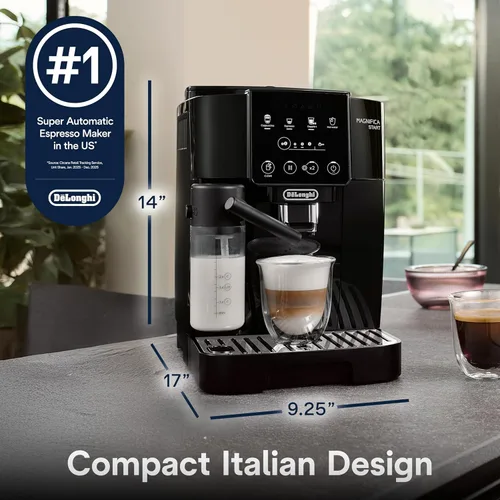 Miniatura 2 de De'Longhi Magnifica Start - Máquina automática de café expreso con espumador de leche automático y molinillo integrado, 5 recetas de un solo toque