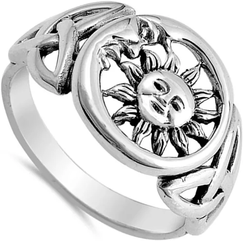 Miniatura 2 de Sun Moon Universo anillo de plata de ley 925nudo celta, lindo, tamaños 510