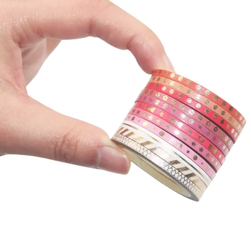 Miniatura 7 de Yubbaex - Juego de 24 rollos de cinta Washi delgada con impresión de lámina dorada, cintas decorativas para manualidades, diarios, planificadores