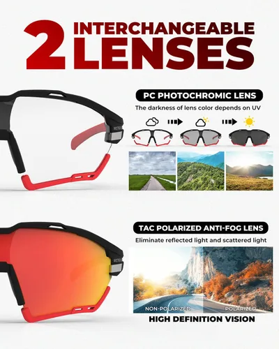 Miniatura 2 de VICTGOAL Cycling Glasses for Men Women with Polarized and Photochromic 2 Lenses Clear Road Bike Running Sports Sunglasses