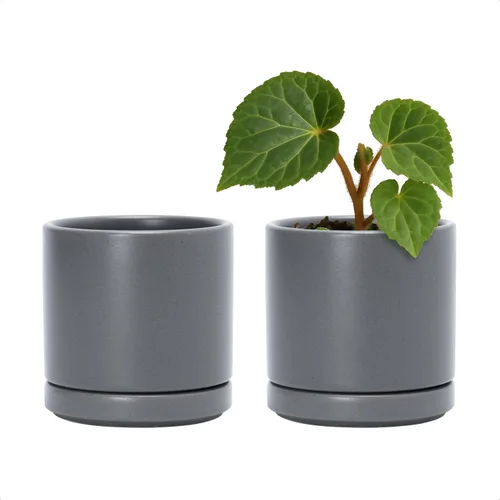 Miniatura 36 de D'vine Dev - Juego de 2 macetas de plantas de 3.5 pulgadas, maceta de cerámica para plantas con agujero de drenaje y platillo, negra, 94-V-A-2
