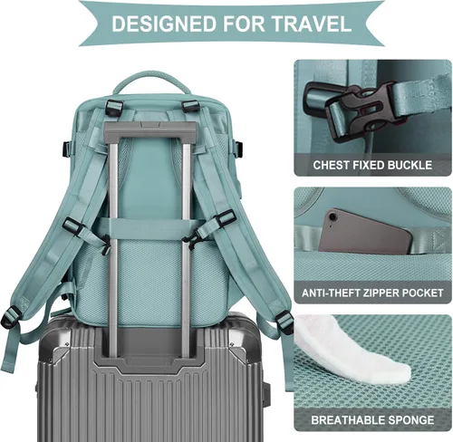 Miniatura 7 de coowoz Mochila de viaje grande para mujeres y hombres, mochila de mano aprobada por vuelo, mochila de senderismo impermeable para deportes al aire