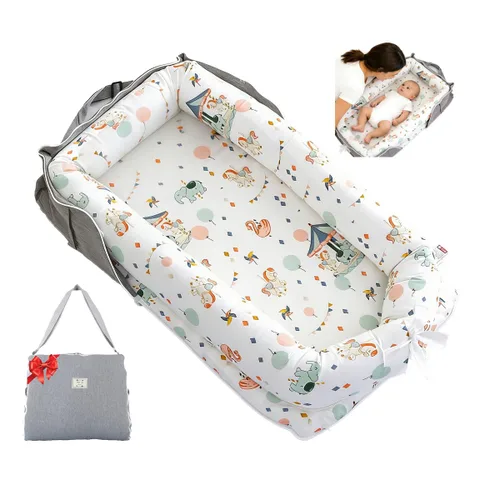 Miniatura 12 de Tumbona para Bebé Recién Nacido Bolsa Portátil, Nido de Bebé Tapete de Gimnasio de Juego con Correa, Tumbona para Recién Nacido Tamaño Ajustable