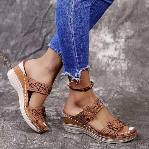 Sandalias ortopédicas para mujer, pantuflas para caminar con soporte de arco, sandalias casuales antideslizantes B9# Marrón