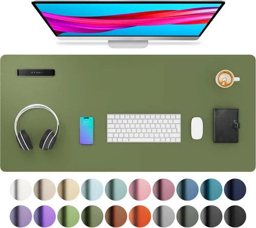 Miniatura 22 de Aothia - Protector de escritorio de cuero sintético, base para mouse, superficie antideslizante e impermeable para escribir y para laptop