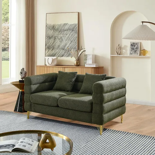 Miniatura 14 de mikibama Juego de sofá Teddy de lujo para sala de estar, muebles de decoración moderna, sofá seccional, sofá de 3 plazas y loveseat con 5 almohadas