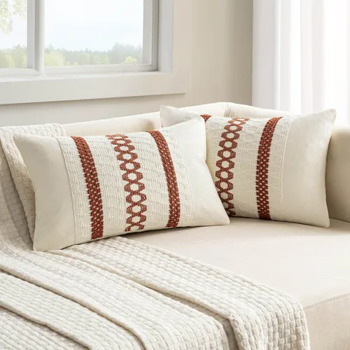 Miniatura 32 de MIULEE Fundas de almohada lumbares decorativas bohemias, cojín de algodón retro, tejidas de macramé para decoración del hogar para cama, sofá, neutro