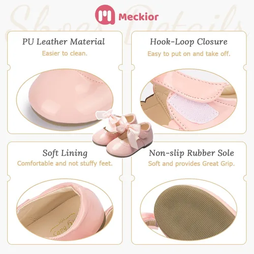 Miniatura 5 de Meckior Toddler Little Girl Mary Jane Dress Shoes Ballet Flats for Girl Party School Shoes Bowknot Princess Shoes