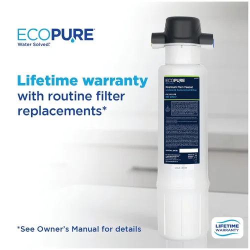 Miniatura 2 de EcoPure EPWPFF - Sistema de filtración de agua para grifo principal para debajo del fregadero, certificado NSF para reducir el plomo, cloro
