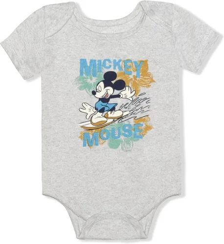 Miniatura 6 de Disney Mickey Mouse - Paquete de 3 mamelucos de manga corta para recién nacidos, azulblancogris