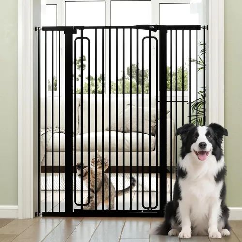 Miniatura 9 de keny Puerta de bebé de 29.7 a 46 pulgadas para escaleras, puertas de perro con cierre automático para puertas, montada a presión, sin perforación