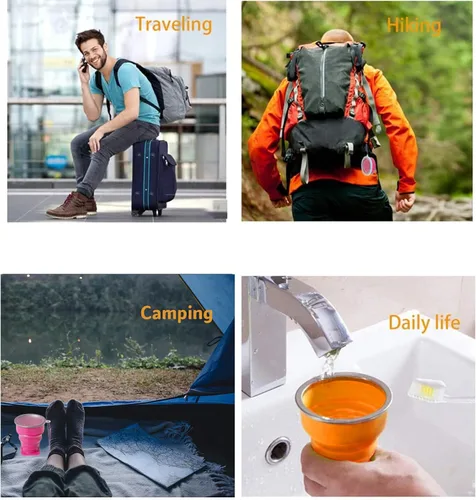 Miniatura 3 de Collapsible Cup - Silicone Foldable Cup-Expandable Folding Drinking Cup -Reusable Portable Mugs Cup For Travel, Camping, Hiking, Survival, Car