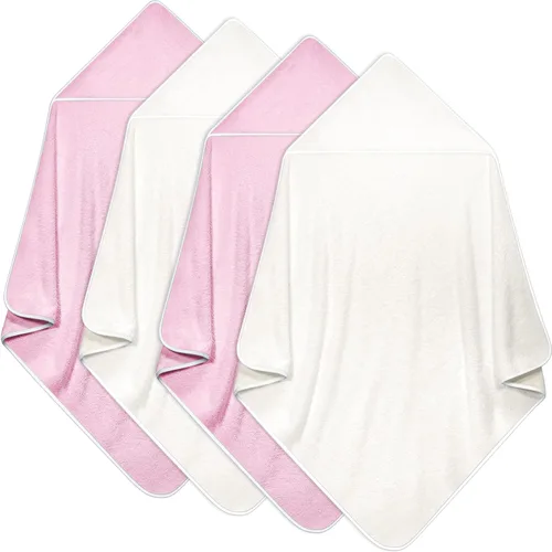 Miniatura 11 de Reginary Paquete de 4 toallas con capucha para bebé, toallas de baño de forro polar coral para bebé, 30 x 30 pulgadas, suaves y absorbentes, manta