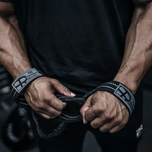 Miniatura 4 de PR Personal Record Deadlift Straps - Figuras 8 correas de levantamiento de pesas para levantamiento de pesas, culturismo, Strongman - Muñequeras