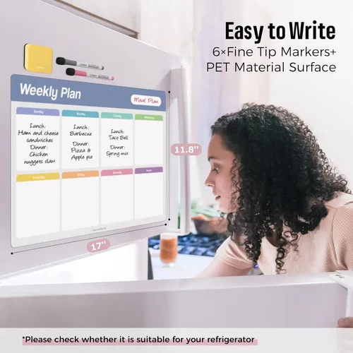 Miniatura 2 de Loukin Calendario Semanal de Borrado en Seco de 17"x11.8", Paquete de 2, Planificador de Pizarra Blanca de Adsorción Electrostática, Organizador