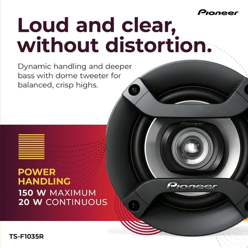 Miniatura 4 de PIONEER F-Series TS-F1035R - Altavoces de 2 vías de 4 pulgadas (par) - 150 W máximo, sonido equilibrado + agudos suaves, gran reemplazo original