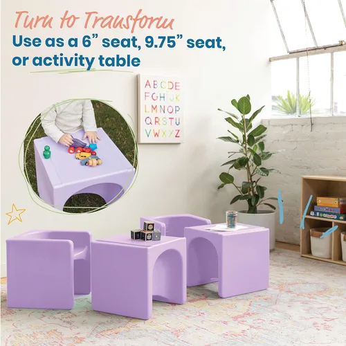 Miniatura 4 de ECR4Kids Tri-Me 3 en 1 silla cubo, muebles para niños, color morado claro Púrpura claro