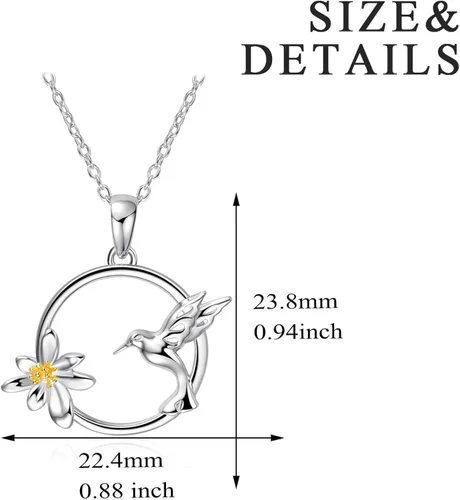 Miniatura 2 de WINNICACA Collar de plata de ley para mujeres y adolescentes diseño de colibrí de loto regalo de cumpleaños