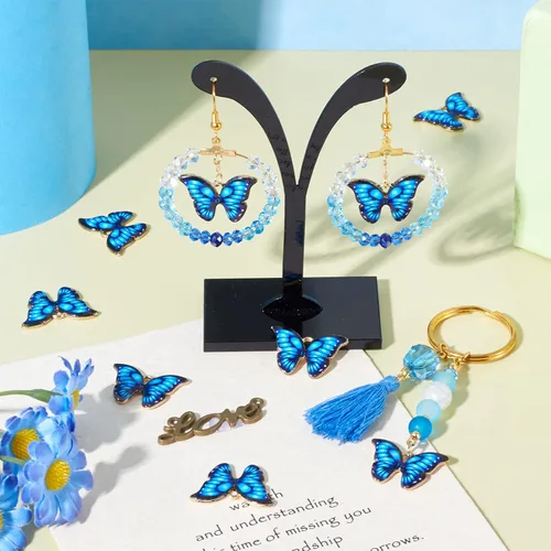 Miniatura 3 de Colgantes de mariposa de aleación impresa con esmalte, Esmalte, No es una piedra preciosa