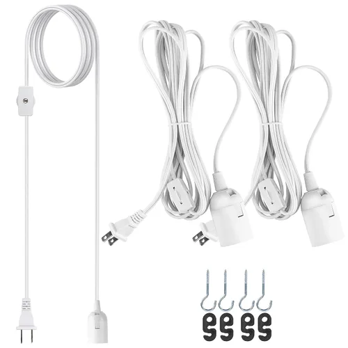 Miniatura 9 de JACKYLED Cable de extensión colgante para farol, UL 12 pies, E26 E27, interruptor de encendido/apagado, iluminación colgante para cocina