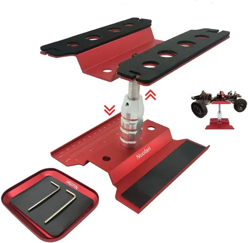 Soporte de trabajo para auto a control remoto, estación de trabajo de reparación de aluminio, rotación de 360 grados, inferior con bandeja de