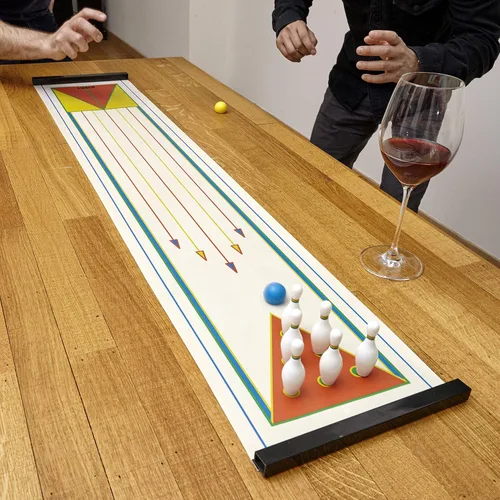 Miniatura 3 de Kikkerland Mini juego de mesa arcade de mesa de bolos, noche de juegos de diversión familiar, escritorio de oficina, escritorio de oficina