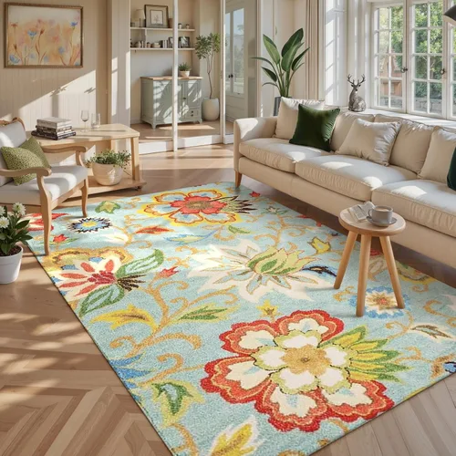 Miniatura 38 de Lahome - Tapete floral con estampado de cachemira, lavable, antideslizante, pequeño, anti-manchas, suave, para baño, entrada, dormitorio, Negro