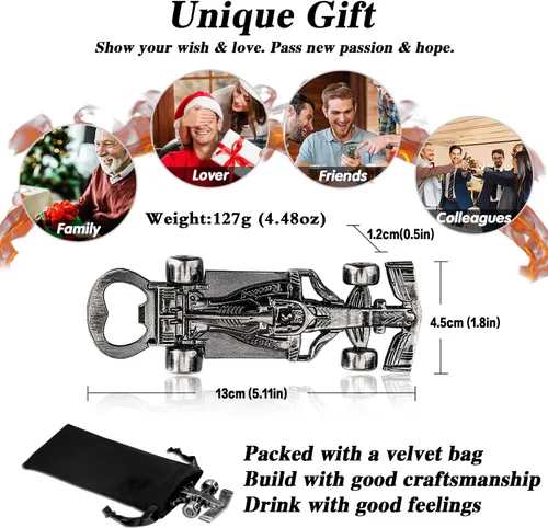 Miniatura 4 de LKKCHER Abrebotellas de automóvil, regalos de coche de carreras para hombres, abrebotellas de cerveza de coche de carreras únicos, regalos