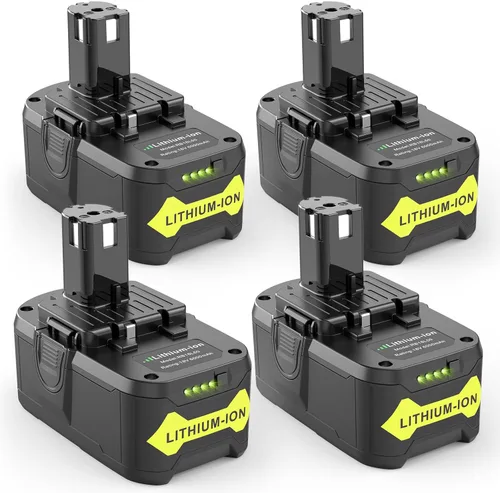 Paquete de 4 baterías de litio de 6.0Ah 18V compatibles con Ryobi RB18L50 P108 P102 P104 de alta capacidad con indicador LED