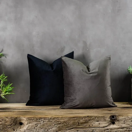Miniatura 3 de Juego de 2 fundas de almohada decorativas de terciopelo de 14 x 14 pulgadas con cremallera, fundas de cojín cuadradas suaves y lisas de lujo